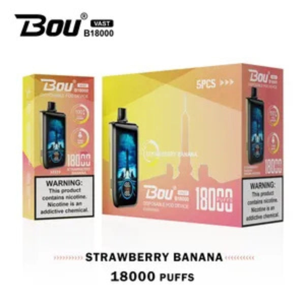 Vaper Desechable Bou VAST B1800 Strawberry Banana 0%NIC
