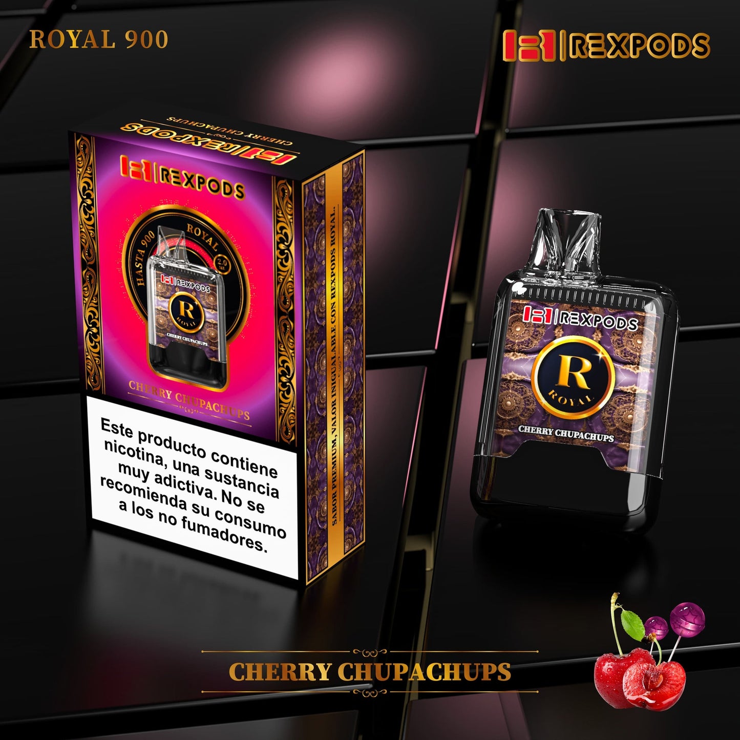 Vaper desechable Rexpod Royal 900 Cherry Chupachups