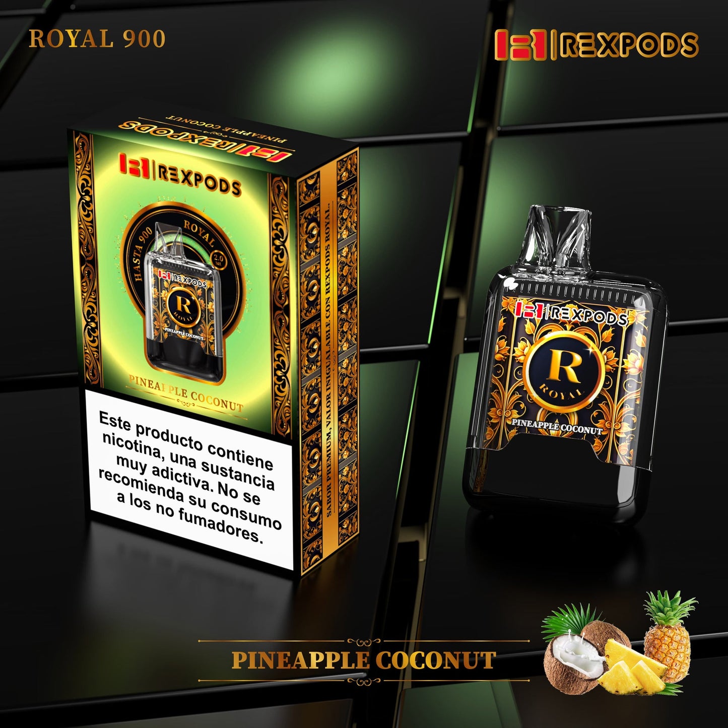 Vaper desechable Rexpods Royal 900 Pineapple Coconut