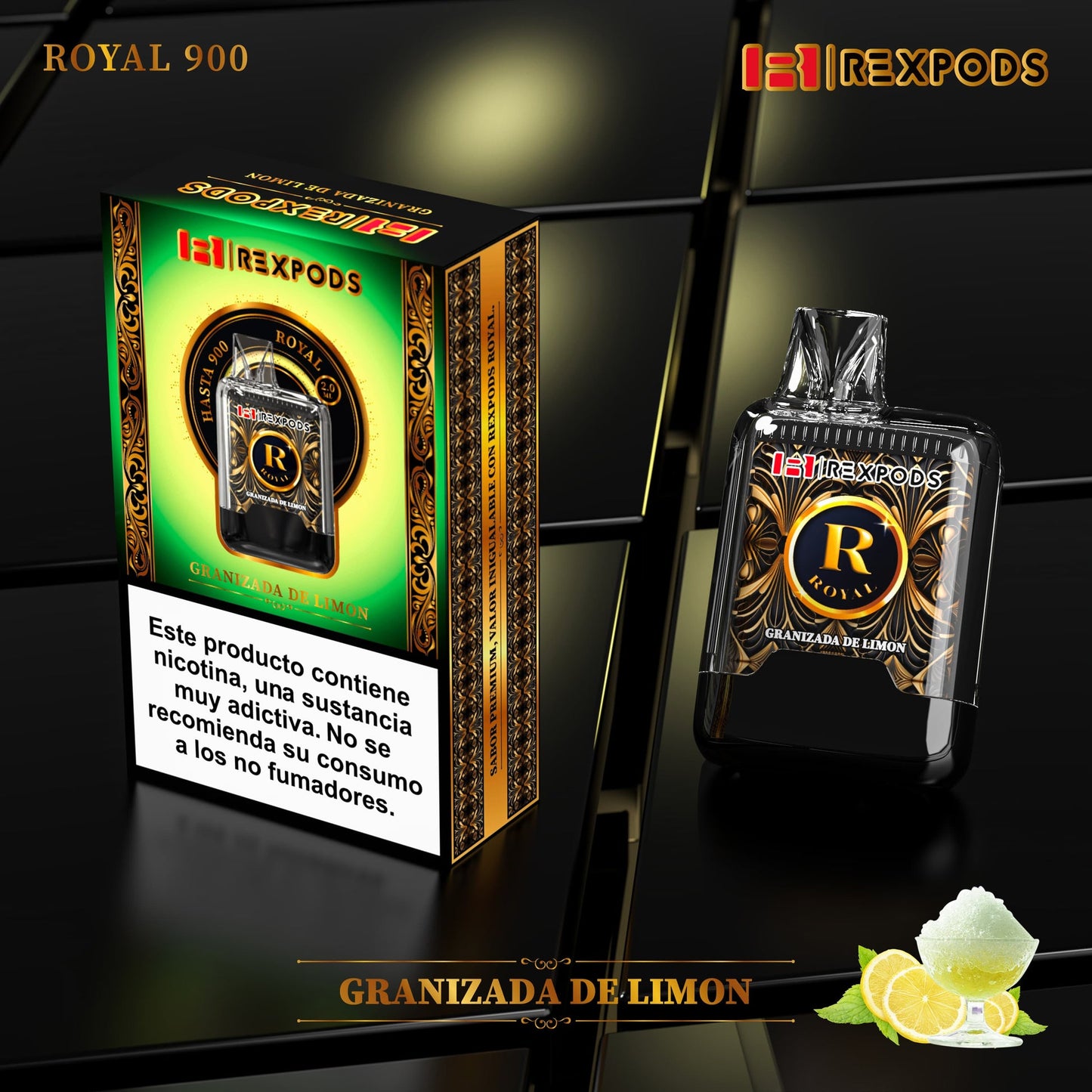 Vaper desechabloe Rexpods Royal 900 Granizada de Limón
