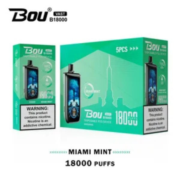 Vaper Desechable Bou VAST B1800 Miami Mints 0%NIC