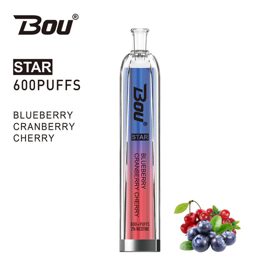 Vaper Desechable Bou Star 600 Puffs Blueberry Cramberry Cherry