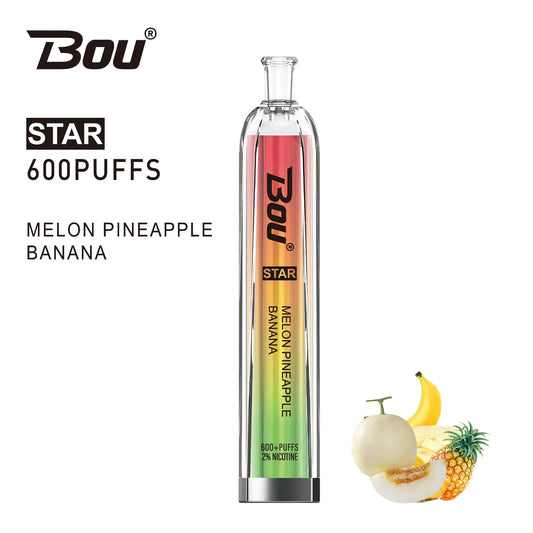 Vaper Desechable Bou Star 600 Puffs Melón Pineapple Banana