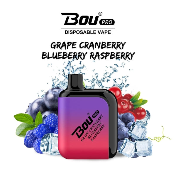 Bou Pro 7000 Grape Cranberry Blueberry Raspberry 0% NIC