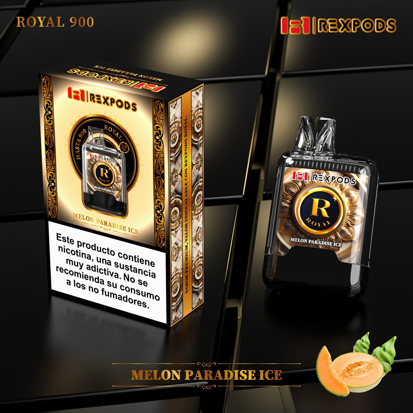 Vaper desechable Rexpods Royal 900 Melon Paradise Ice