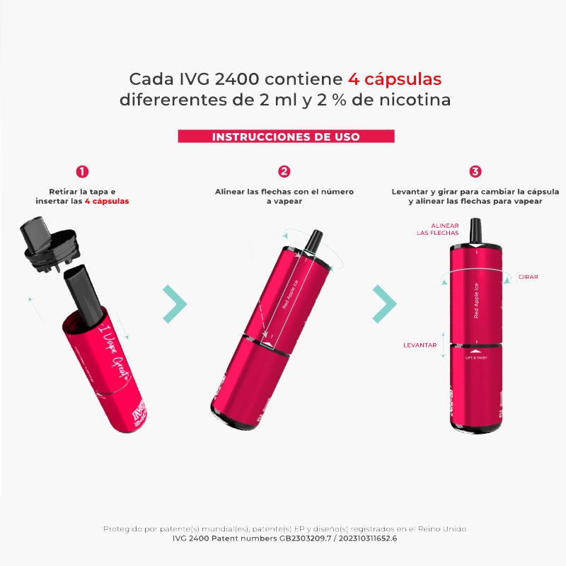 Vaper desechable IVG 2400 4 en 1 Purple Edition